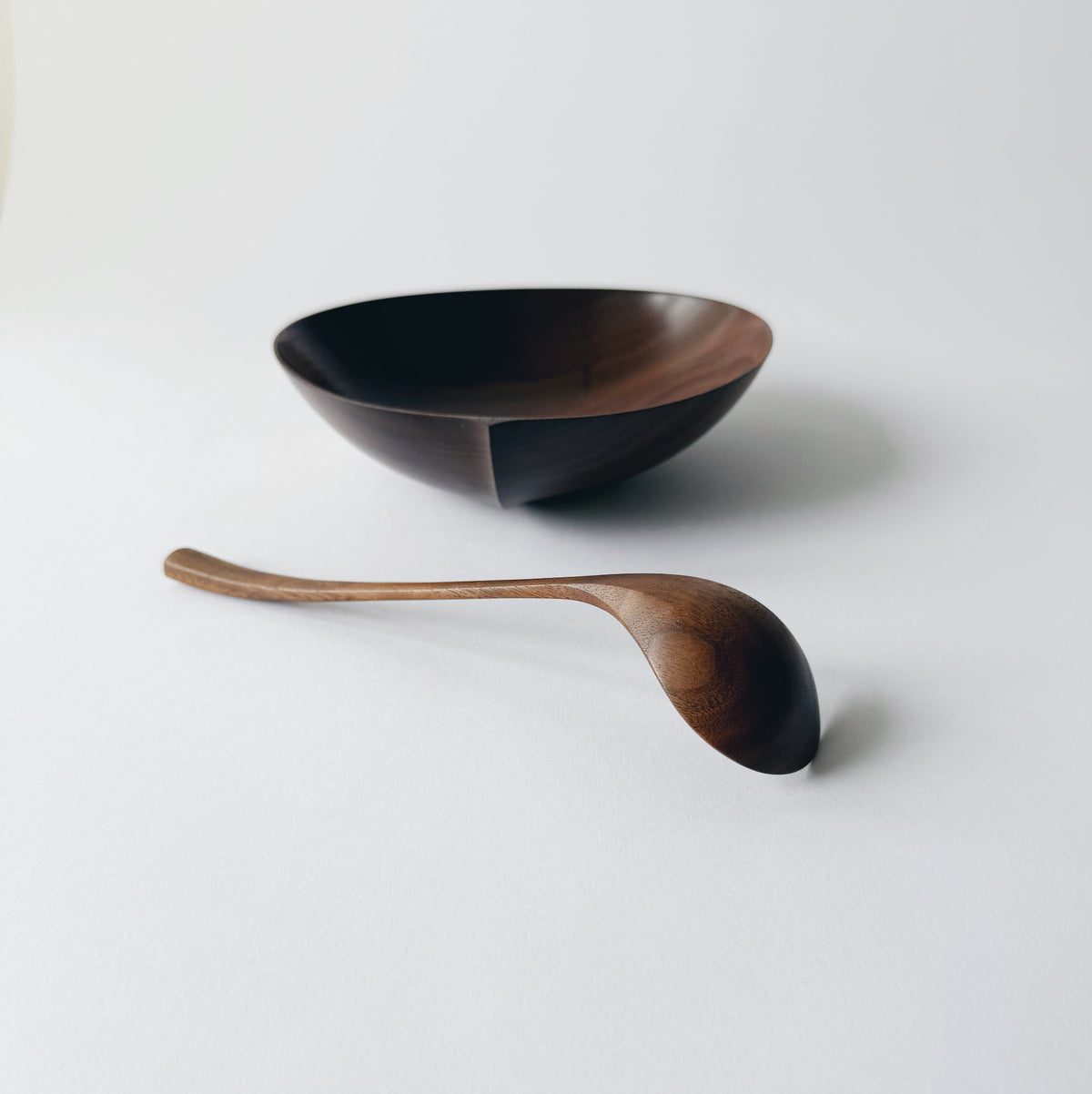 Large oval bowl & spoon in walnut