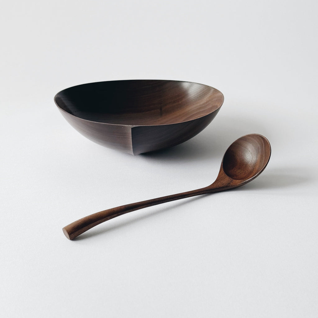 Large oval bowl & spoon in walnut