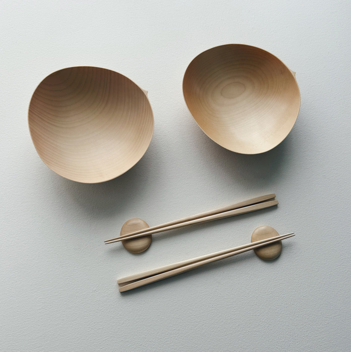 Large oval bowl & chopsticks set in sycamore