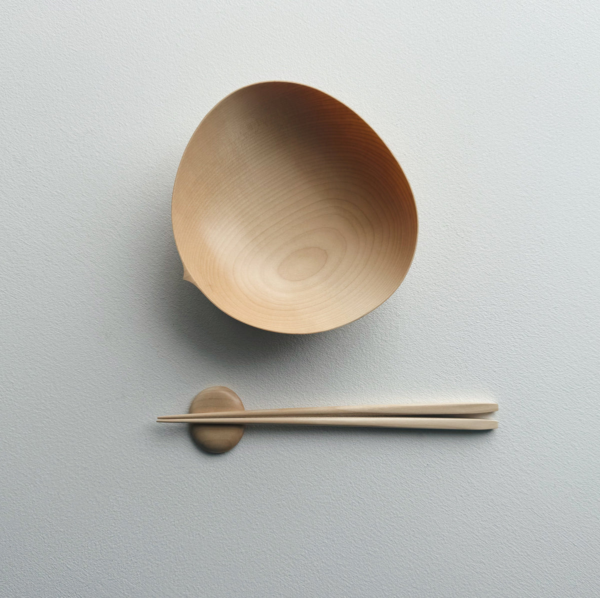 Large oval bowl & chopsticks set in sycamore