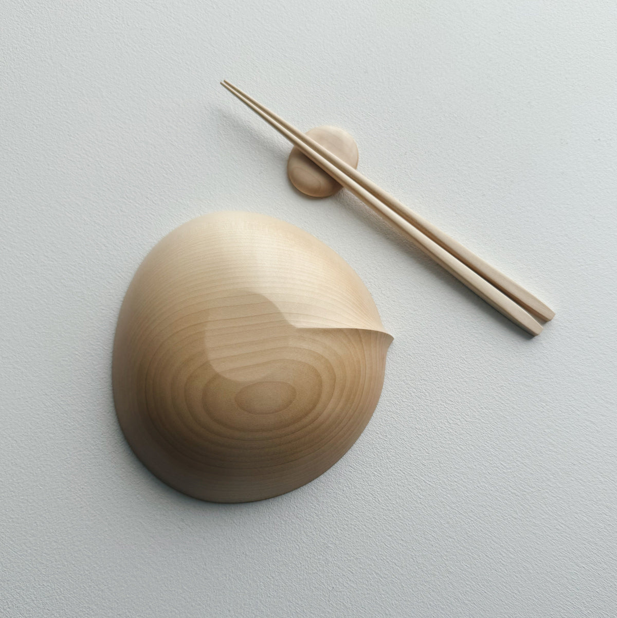 Large oval bowl & chopsticks set in sycamore