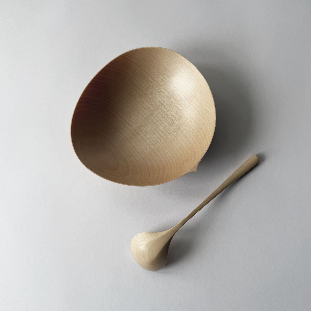 Large oval bowl & spoon set in sycamore
