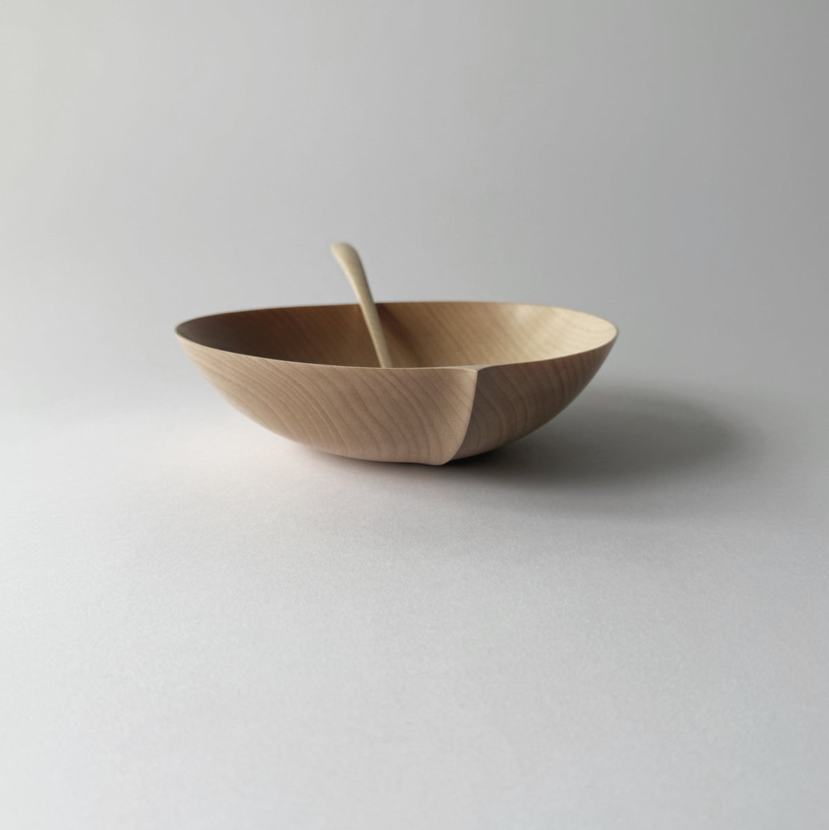 Large oval bowl & spoon set in sycamore