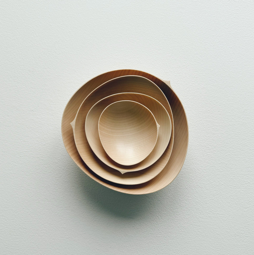 Oval nesting bowls in sycamore - set of four