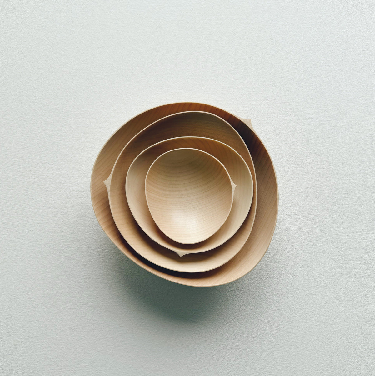 Oval nesting bowls in sycamore - set of four