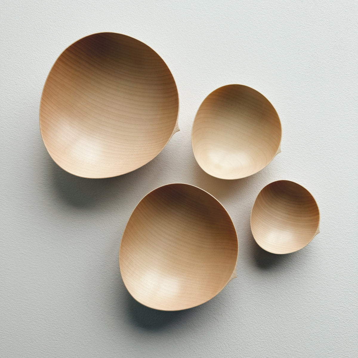 Oval nesting bowls in sycamore - set of four