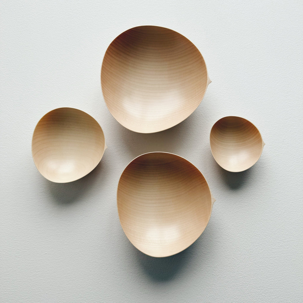 Oval nesting bowls in sycamore - set of four