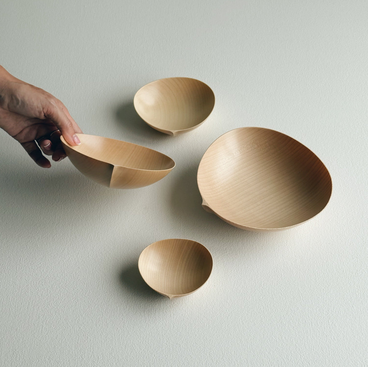 Oval nesting bowls in sycamore - set of four