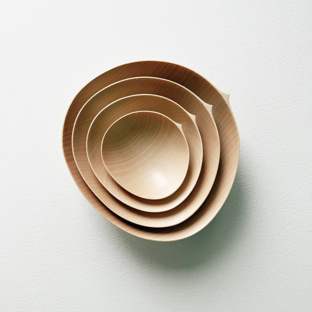 Oval nesting bowls in sycamore - set of four
