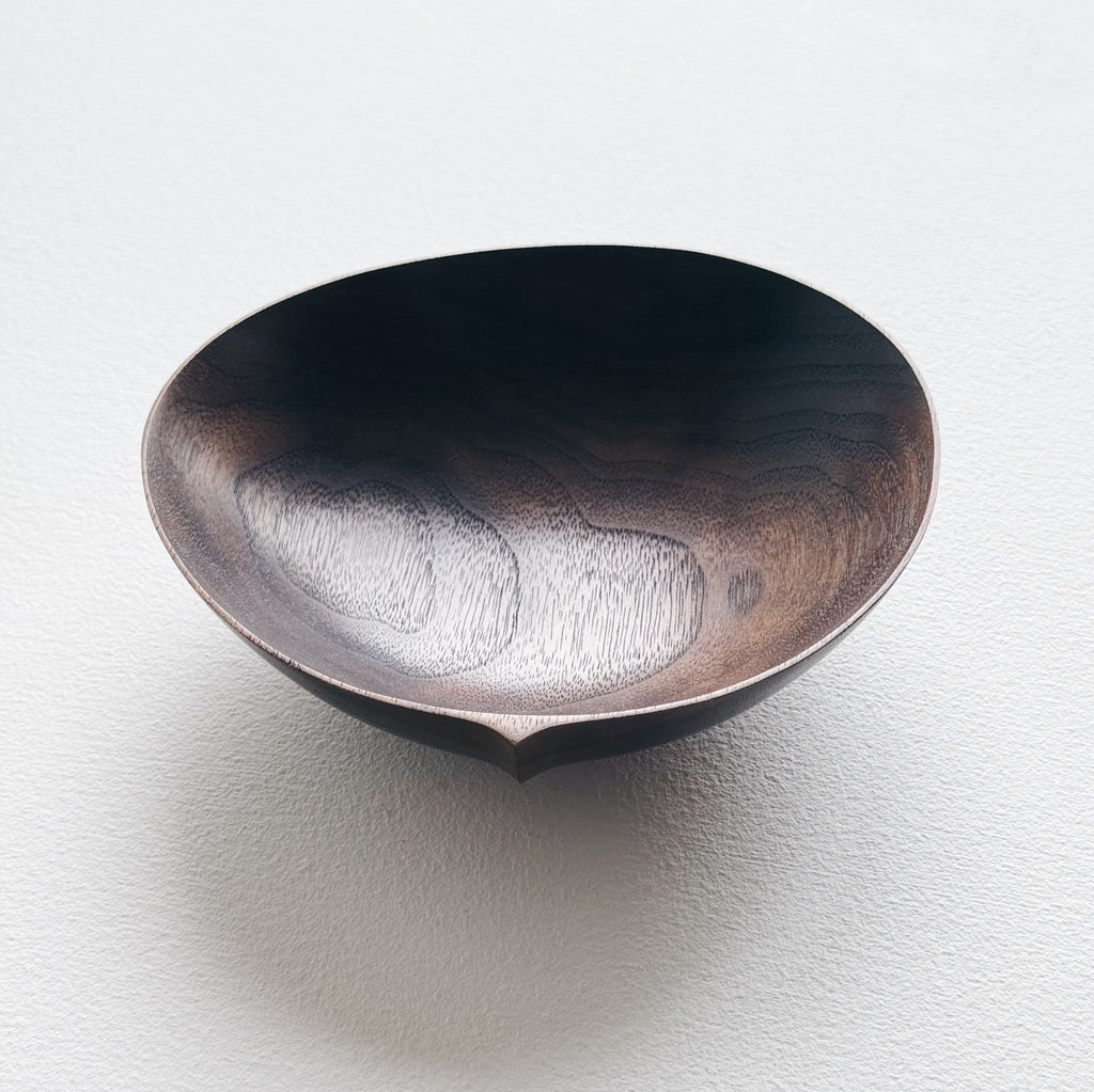 Oval palm bowl in vintage black walnut