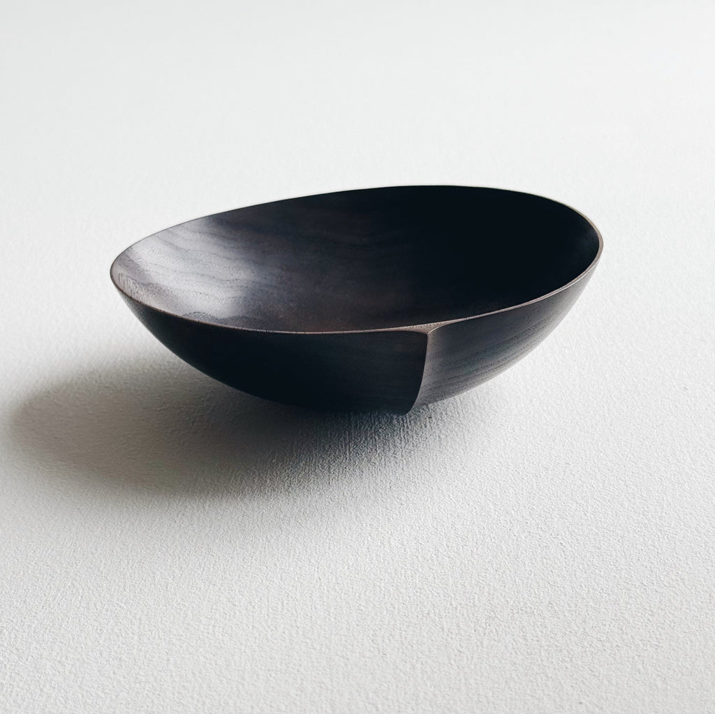 Oval palm bowl in vintage black walnut