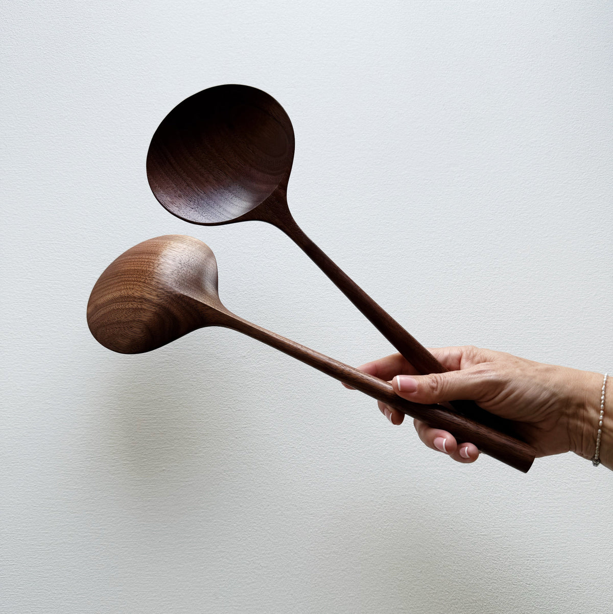 Pair of large oval servers in walnut