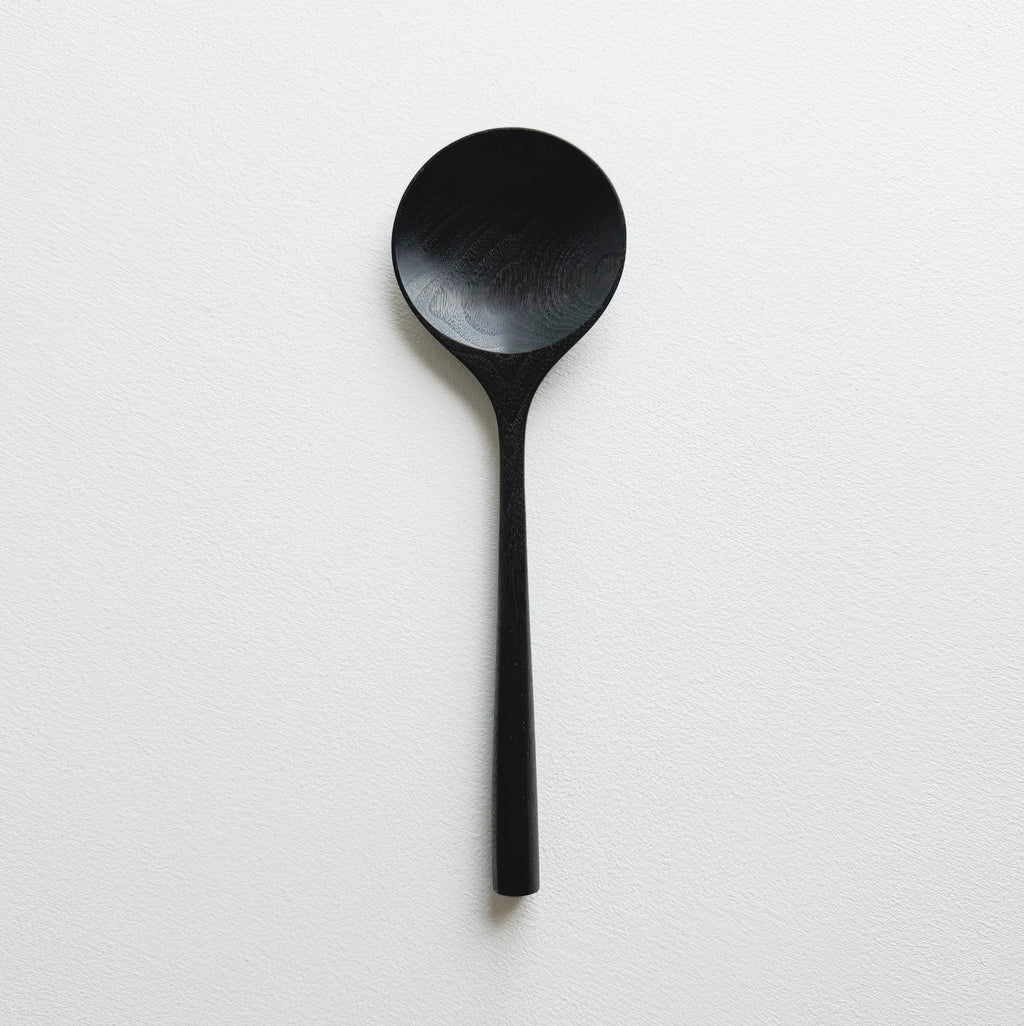 Serving spoon in ebonised walnut