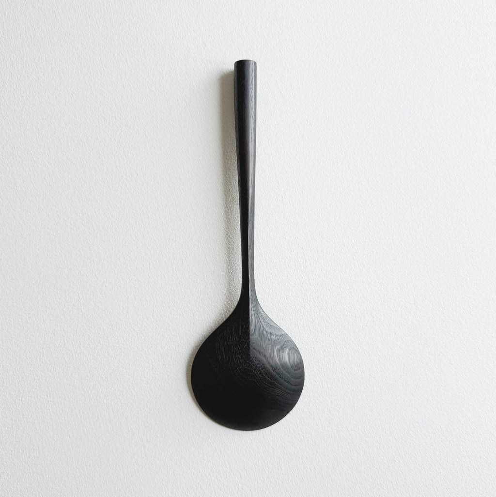 Serving spoon in ebonised walnut