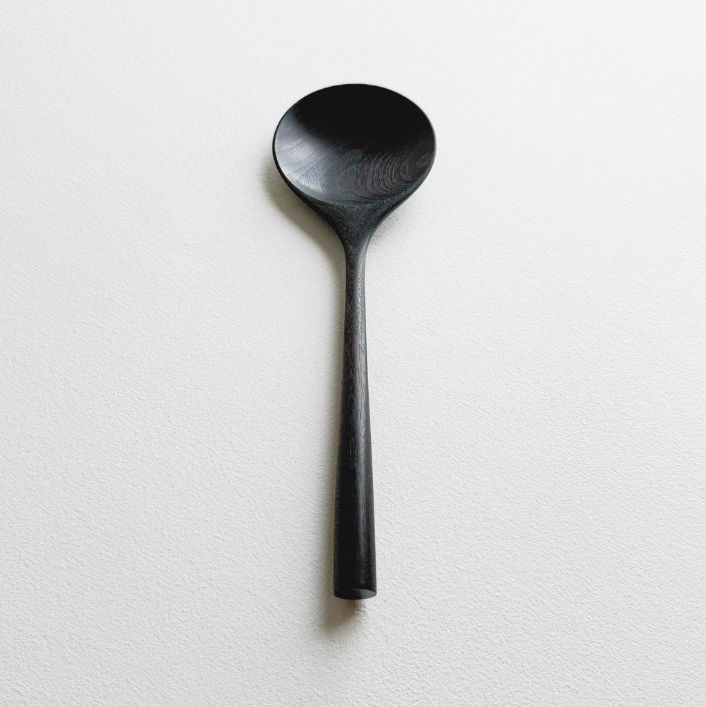 Serving spoon in ebonised walnut