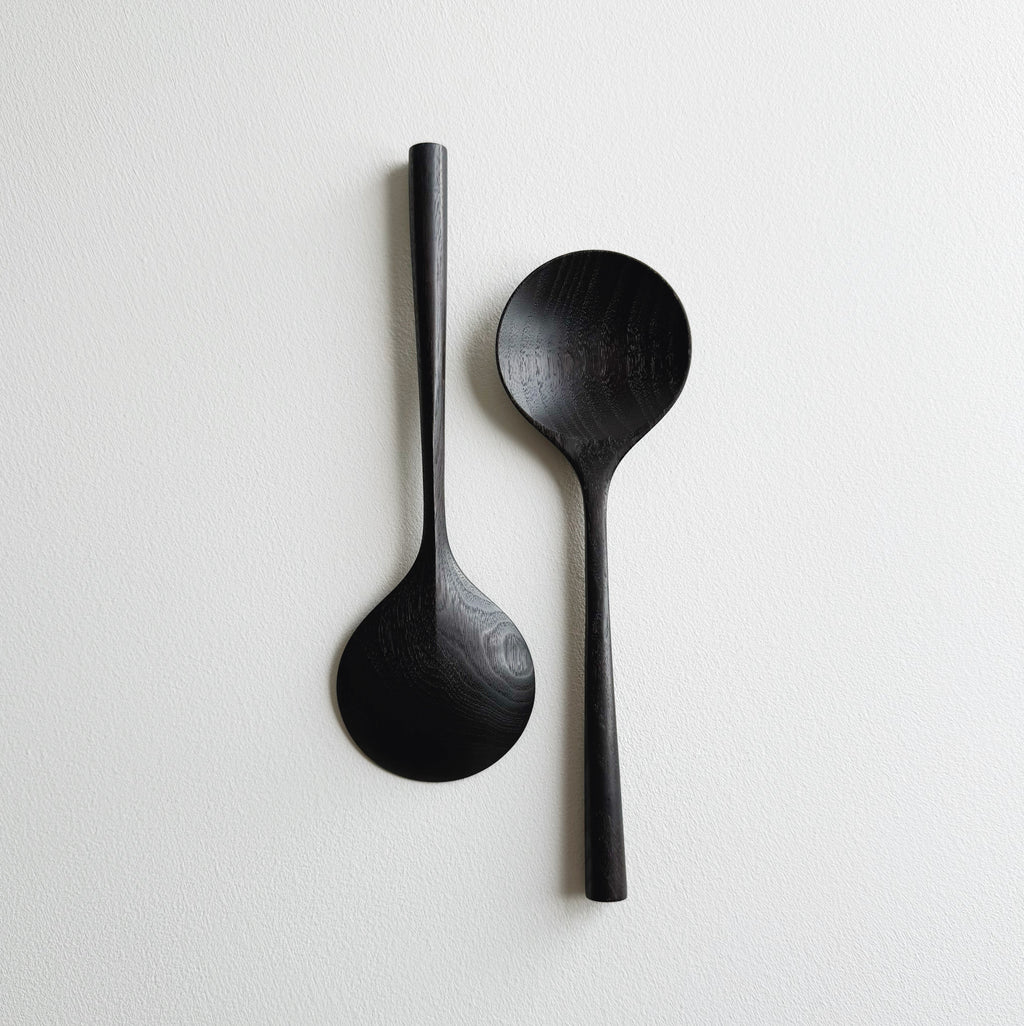 Serving spoon in ebonised walnut